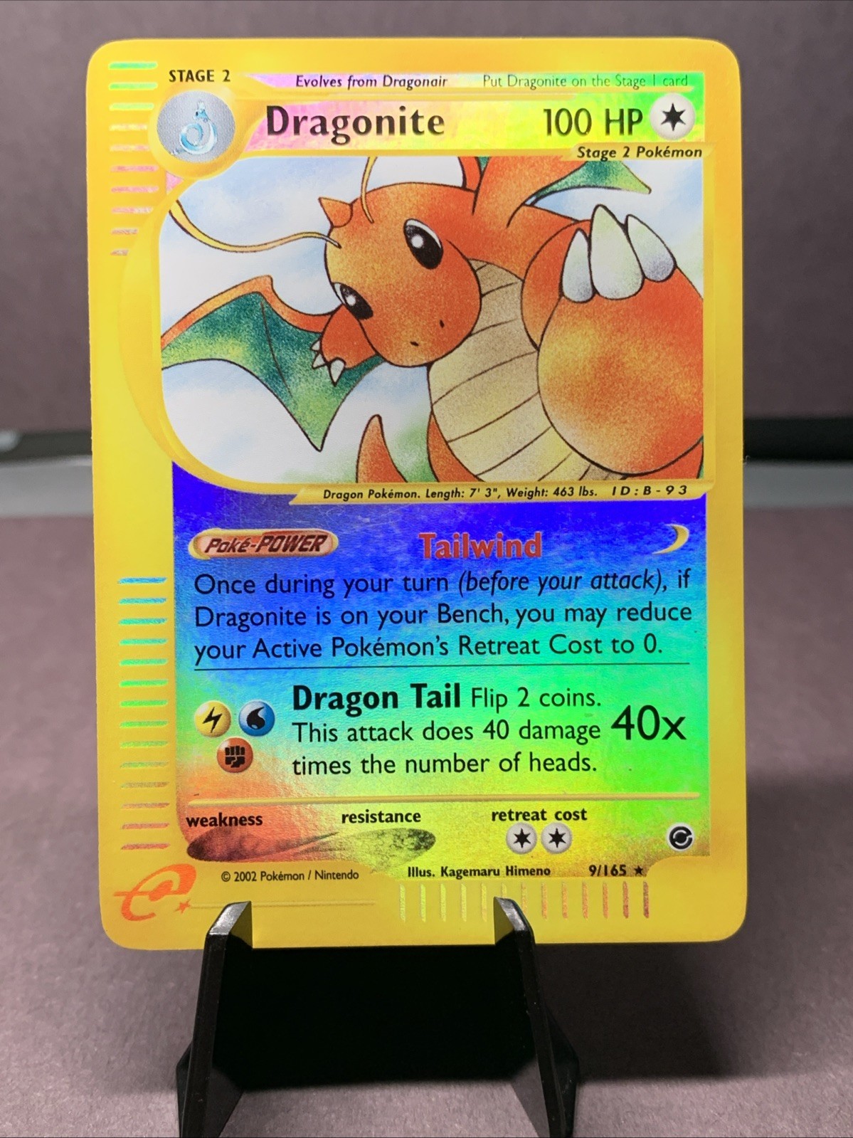Pokemon TCG Dragonite Reverse Holo Rare 9/165 Expedition Base Set WOTC VTG NM-