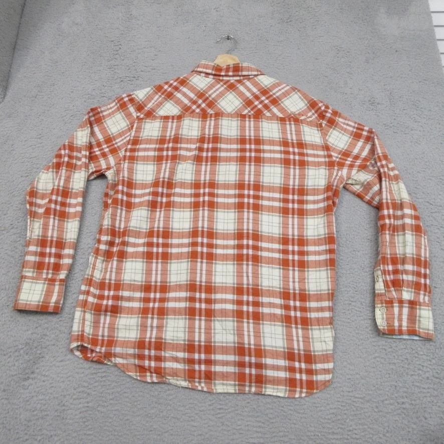 Quiksilver Waterman Shirt Mens XL Orange White Plaid Long Sleeve Button Down - Image 2 of 4