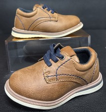 Max Jake Boys Chestnut Brown/Navy Lil Owen Oxford Dress Shoes Toddler Size 5M