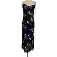 Reformation Kourtney Dark Floral Midi Dress Sz 10 Pre Owned 