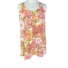 J. Jill Love Linen Shift Dress Small Floral Sleeveless Pockets Resort Coastal