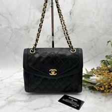 Chanel Vintage Classic Flap Matelasse Shoulder Bag Black *Rank B*