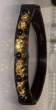 Vintg Judith Leiber Cabochon Stone Gem Gold Plate Adjust Leather Belt 80 s 90's
