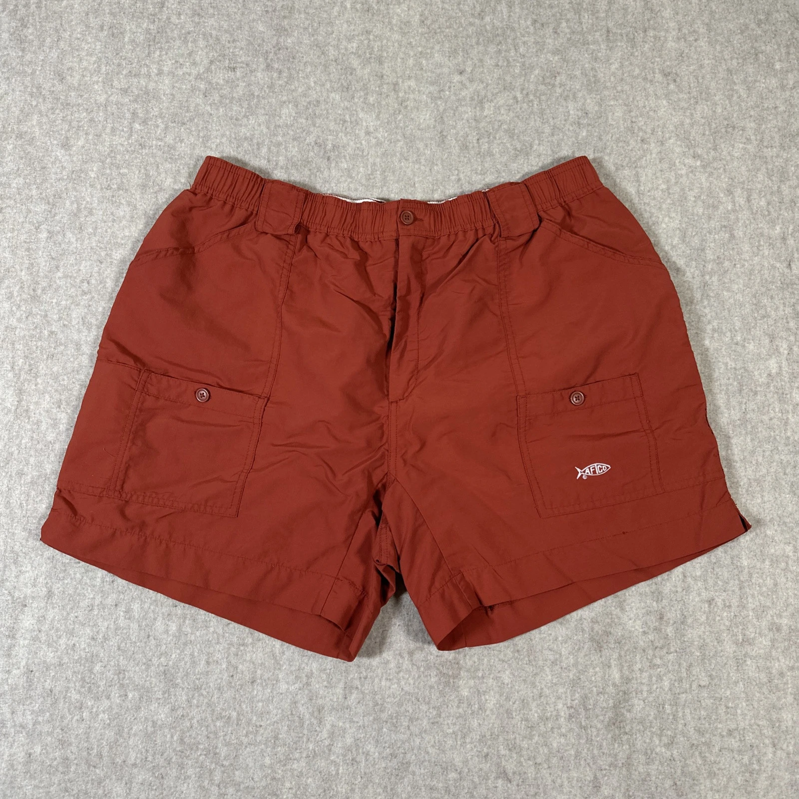AFTCO The Original Fishing Shorts Size 40 Nylon Rust Orange 6.5” Inseam