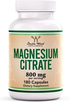 Magnesium Citrate 800mg, 180 Capsules, Digestion & 180 Count, No Color