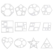 12 Pcs Drawing Stencil Geometric Stencils Circle Square Heart Star Template S...