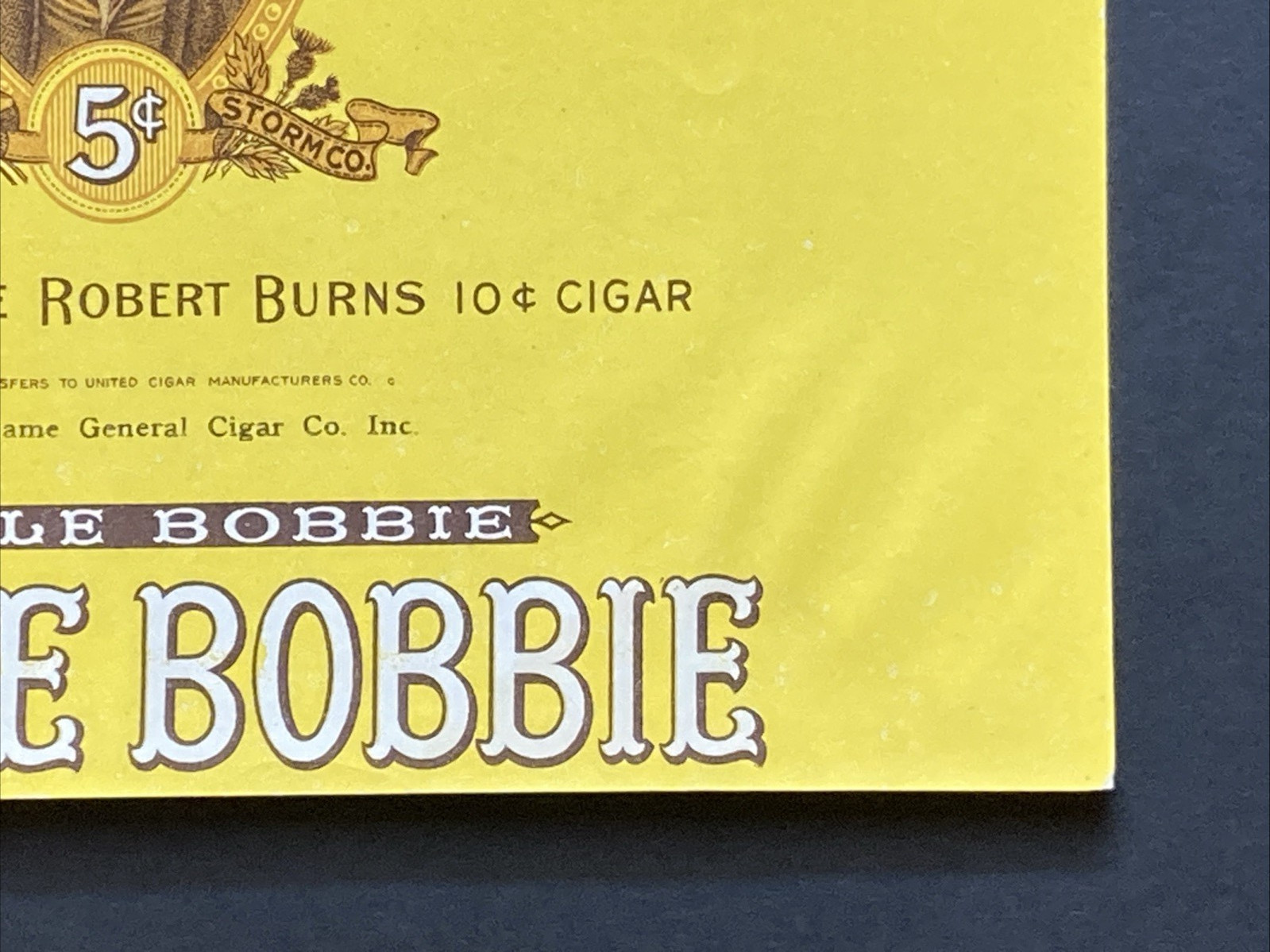 Little Bobbie Robert Burns General Cigar Co Original Cigar box label