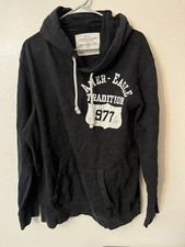 American Eagle Men's Soft Hoodie Black Graphic Sweatshirt, Size XLT