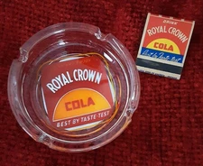 Vintage Royal Crown Cola RC Cola Glass Ashtray & Full 1940's WWII Matchbook