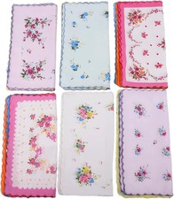 Soft Cotton Handkerchiefs for Women-Vintage Ladies Hankies  6 Floral Designs,12