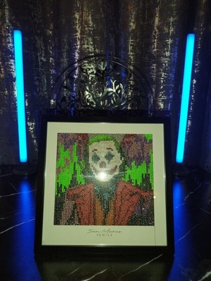 Unique Art Deco Frame ''The Joker'' Embroidered Handmade