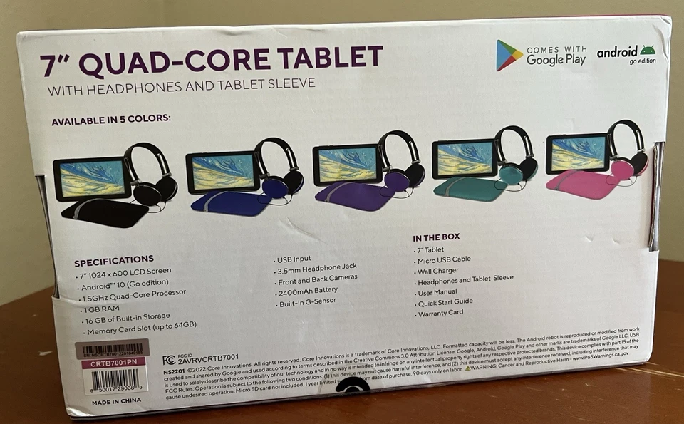 Core Innovations 7” Quad Core Tablet, NIB, MSRP $88 - Image 2 of 4