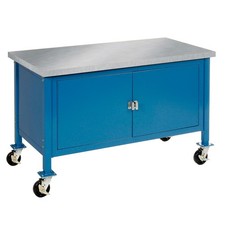 Mobile Workbench with Security Cabinet Stainless Steel Square Edge 60"W x 30"D