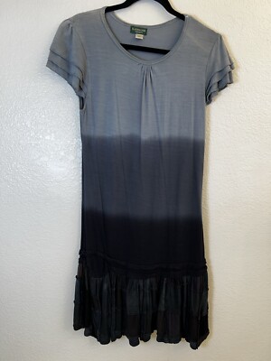 Kathmandu Imports Color Block Dress Cap Sleeve Ombre Rayon Stretch Boho S