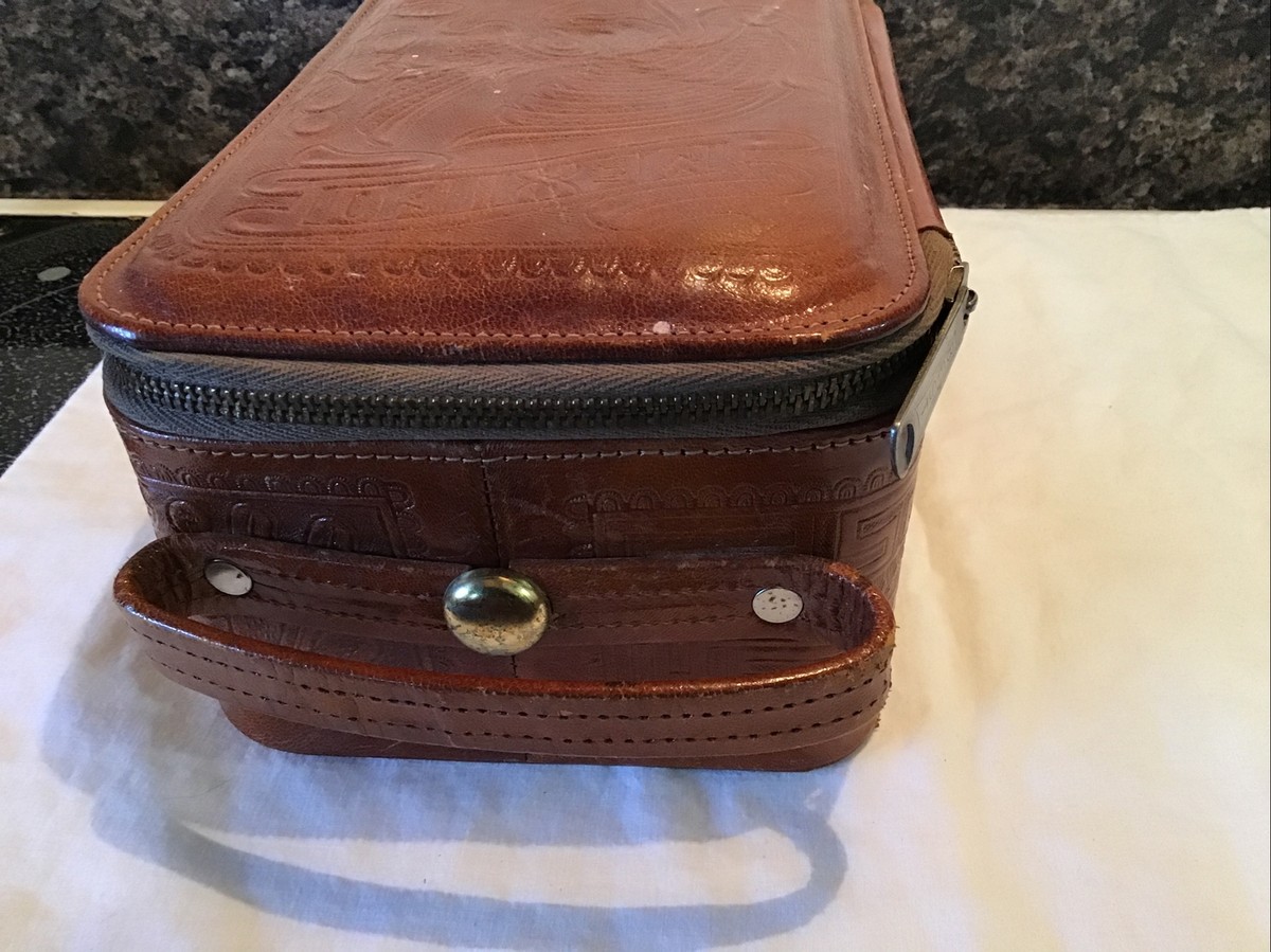 Mexico Hand Tooled Leather Mens Shaving Case 9x 6X 4.5” | eBay