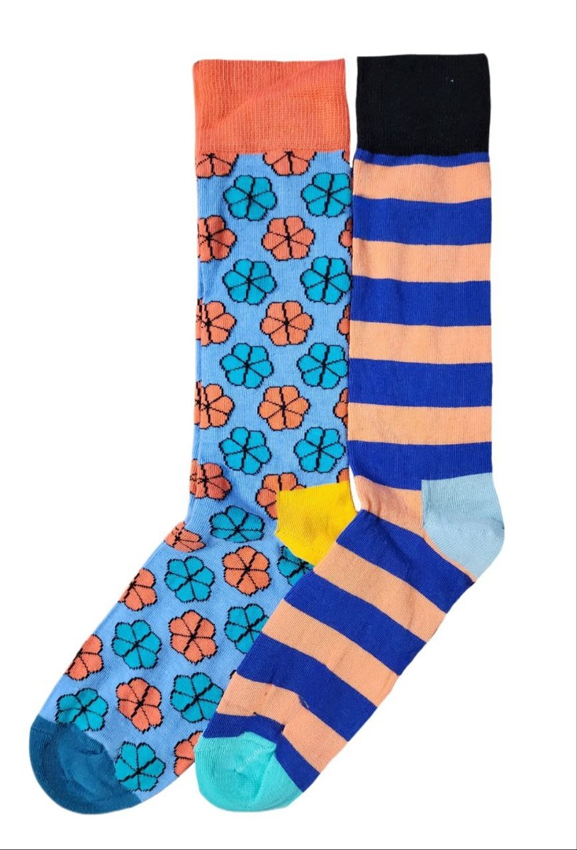 Happy Socks Uomo Cotone Blu Girocollo Clower 2-Pack Taglia Calze