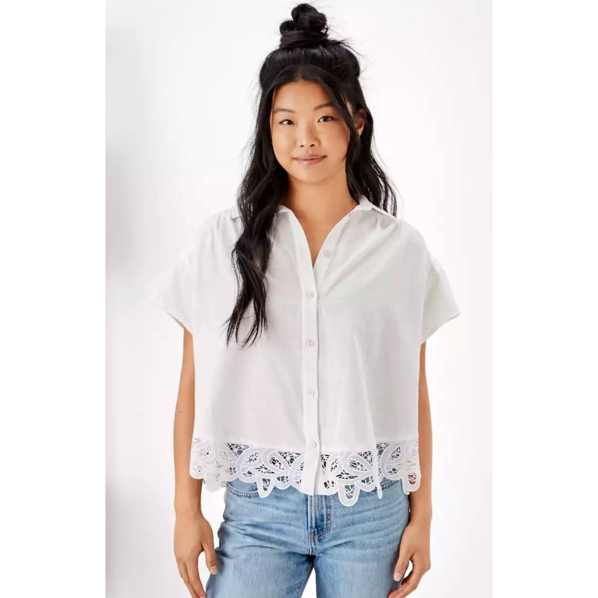 Boyfriend American Eagle Oversized Shirt American Eagle White
