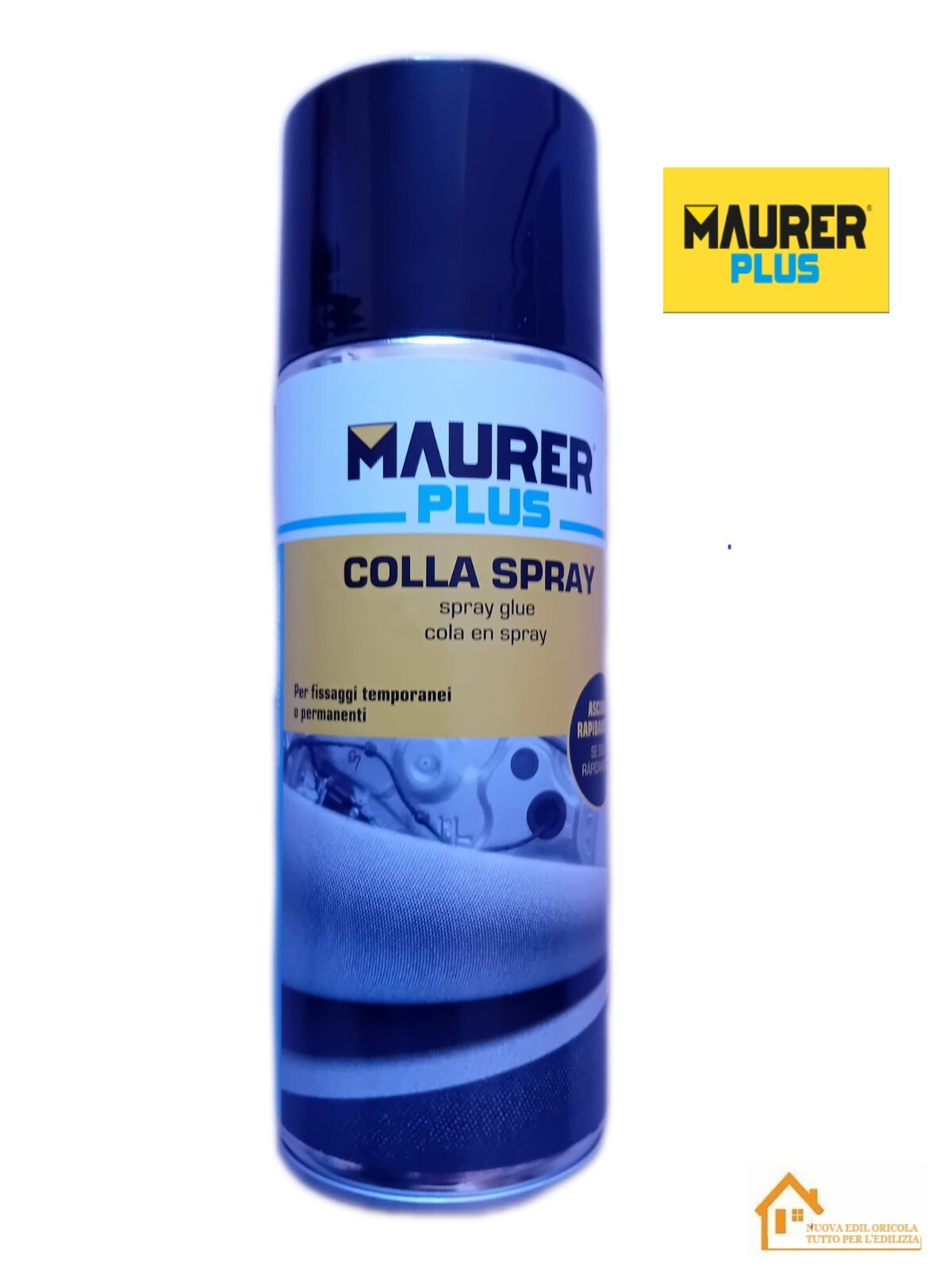 COLLA SPRAY ML 400 ADESIVO TESSUTI LEGNO METALLO PELLE SUGHERO COLLANTE MAURER