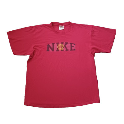 Vintage Nike T Shirt Mens L Red Performance Athletic Logo Spellout Short Sleeve
