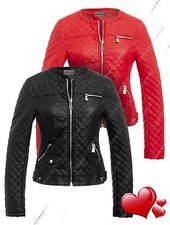 Size 8 10 12 14 New Faux Leather Short Motorist Jacket Women