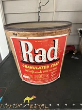 VTG Laundry Soap Cardboard Pail 1950s Bucket Rad Detergent Retro Country Decor