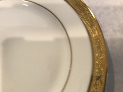 Raynaud & CO Limoges Francia Placa Porcelana Embajador Patrón 7 1/2" Borde Oro - Imagen 6 de 11