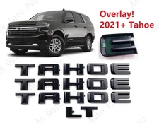 4PC Matte black Door Rear TAHOE LT OVERLAY Emblems Letters 2021+ Chevrolet Tahoe