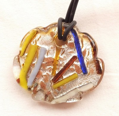 Pendentif Perle De Murano Authentique - Nouvelle Collection, Or Et Verre, Neuf Avec étiquette