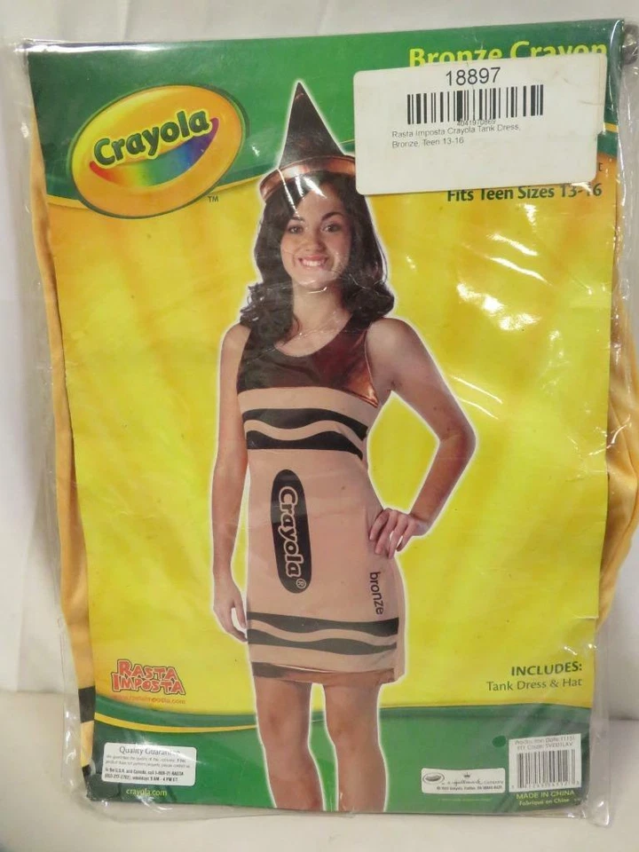 Fantasia de Halloween lápis de cor bronze vestido regata e chapéu adolescente tamanhos 13-16 - Imagem 2 de 3