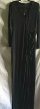 FASHION NOVA NWT  LONG BLACK evening dress with RUFFLE DETAIL LARGE