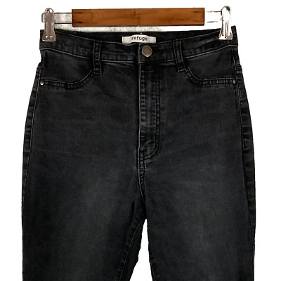 Refuge womens high rise cut off cropped skinny jeans sz 6 stretch charcoal wash