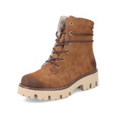 Rieker Damen Stiefel Stiefeletten Boots Schnürstiefel Winterschuhe braun Y3329
