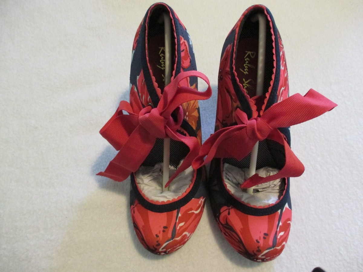 Floral Pumps Ruby Shoo Willow Navy Pink Ruby Shoo Willow Coral - Main Image