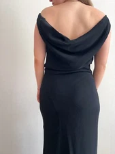Jil Sander Women's Black Draped Open Back Maxi Dress Sleeveless Evening Size 40