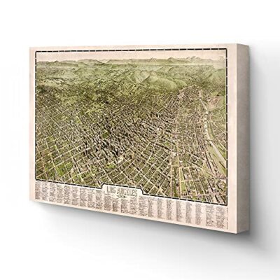 1909 Los Angeles Map  - Canvas Wrap Vintage Map of Los Angeles CA Wall Art
