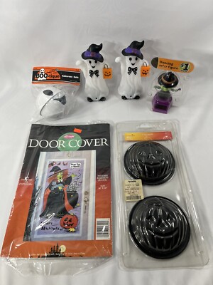 VTG 90s Halloween Decorations Lot New/Used Mini Ghost Blow Mold Witch Pumpkin