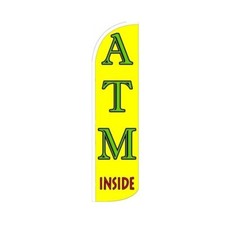 ATM Inside Swooper Flutter Windless Feather Flag  3ft W x 11.5ft Tall