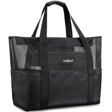 Mesh Beach Bag - Large Waterproof Beach Tote Bag with Zipper Oversized Foldab...