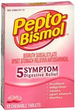 Pepto-Bismol Original Chewable Tablet, 12 Count (3-8 Pack)