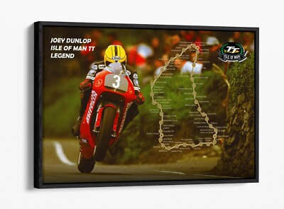 JOEY DUNLOP ISLE OF MAN TT RACING - SCHWEBEFFEKT LEINWANDBILD BILD DRUCK - ROT