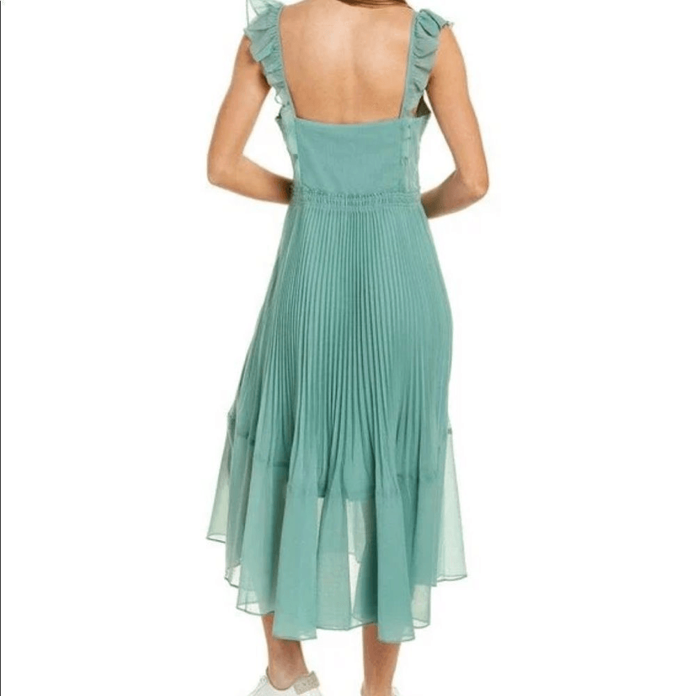 club monaco pleated flounce dress Club Monaco pleated flounce midi dresssize 14, NWT