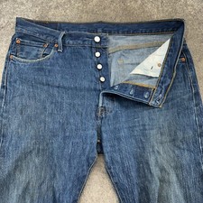 Levis 501 Jeans Mens 36x34 Blue Dark Wash Straight Leg Fit Button Fly Modern