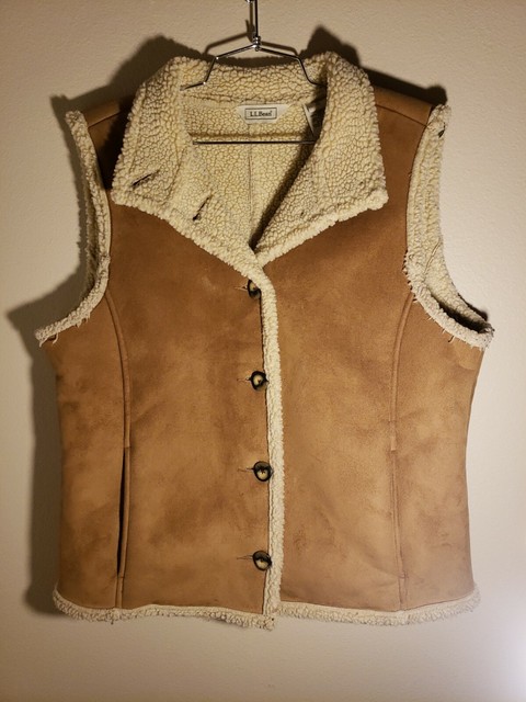 LL bean fleece Sherpa lined vest Jacket Womens Size M | eBay