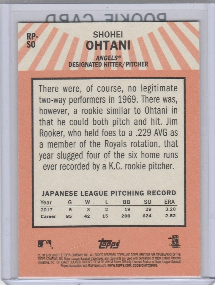 SHOHEI OHTANI ROOKIE CARD 2018 Topps Heritage Performer Insert MLB $$ RC DODGERS - Image 2 of 2