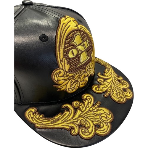 New Era 59fifty Baseball Cap Mens 7.5 Black Gold Jeremy Scott Dollar Leather - Picture 6 of 12