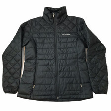 Columbia Down Puffy Puffer Jacket Coat, Black. Full Zip. No Hood Women's Small