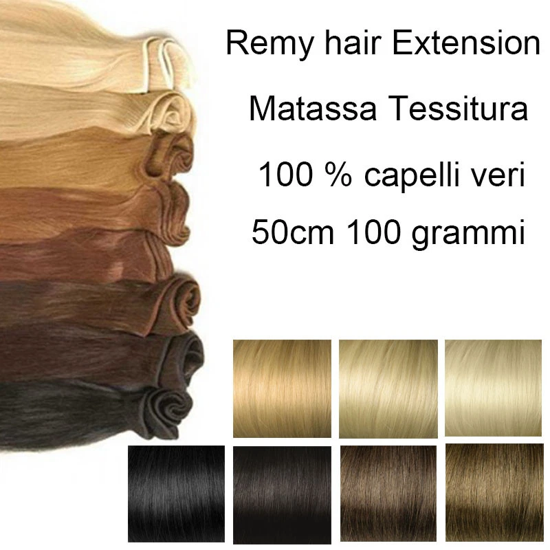 GIRARDI 100 grammi MATASSA TESSITURA REMY HAIR AAA EXTENSION capelli VERI 100% 50 cm