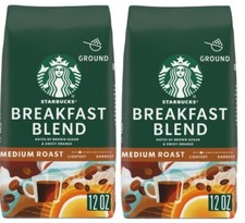 Starbucks Breakfast Blend Medium Roast Ground Coffee, 12 oz 2 Bags