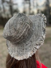 Hemp Summer Beach Sun Hat- Black, Handmade Nepal Hippie Boho Hat by Asatre