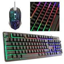 RGB Gaming Keyboard and Mouse Combo Wired USB LED Backlit for PC PS4 Xbox